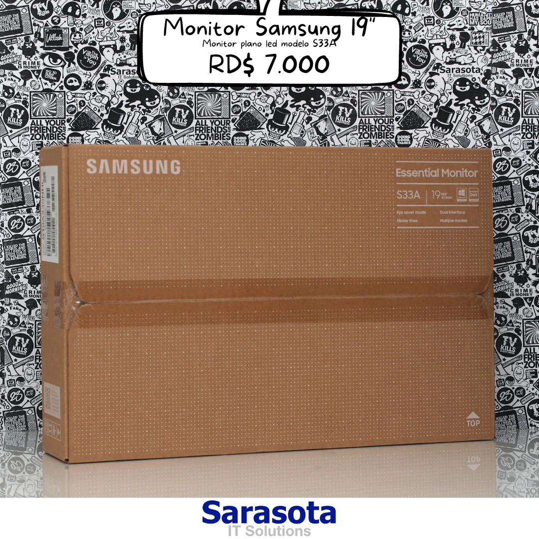computadoras y laptops - Monitor Samsung 19" plano led modelo S33A