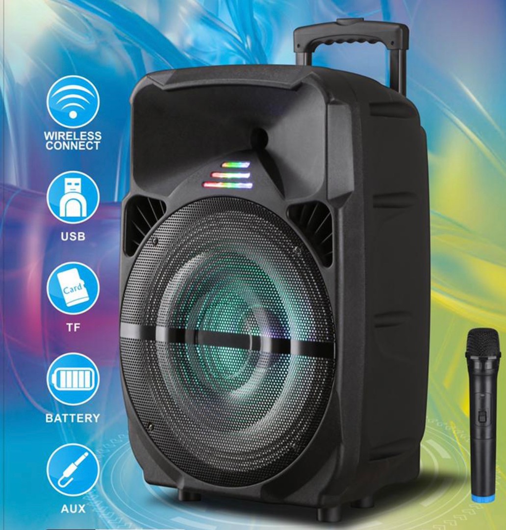 camaras y audio - Bocina portátil de 15 pulgadas, con micrófono inalámbrico
