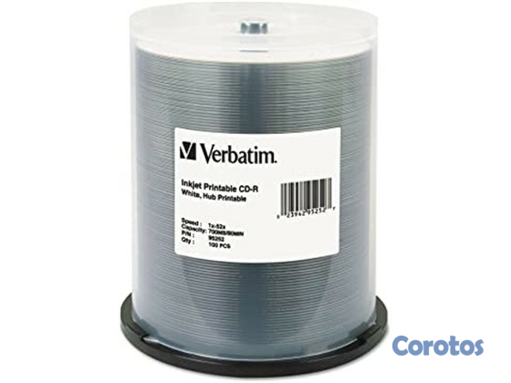 impresoras y scanners - CD-R VERBATIM 80M/700, 52X WHITE INKJET HUB PRINTIABLE, 100PK