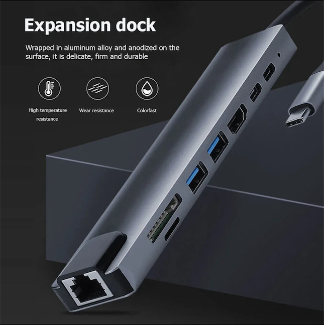 accesorios para electronica - Adaptador USB-C 8 en 1 para MacBook iPads Tablets TV & Laptop  3