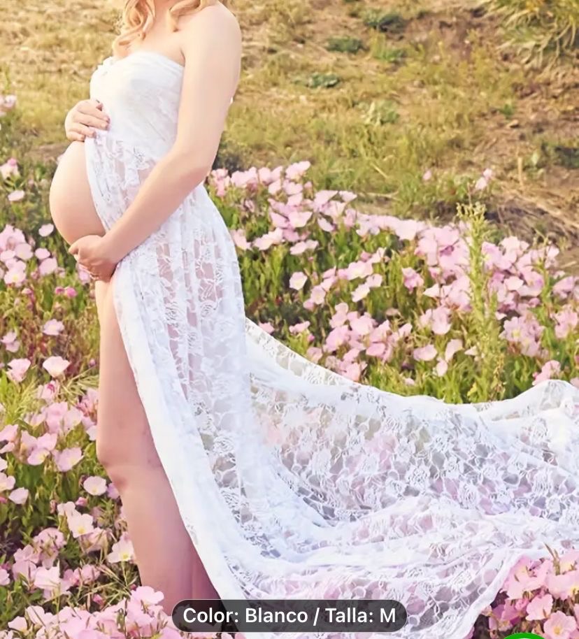 ropa para mujer - vestido de maternidad para sesión de fotos color blanco size m, le sirve a una L 0