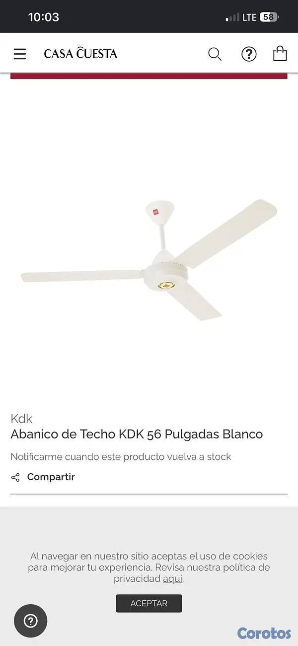 aires acondicionados y abanicos - abanico de techo color blanco KDK 2