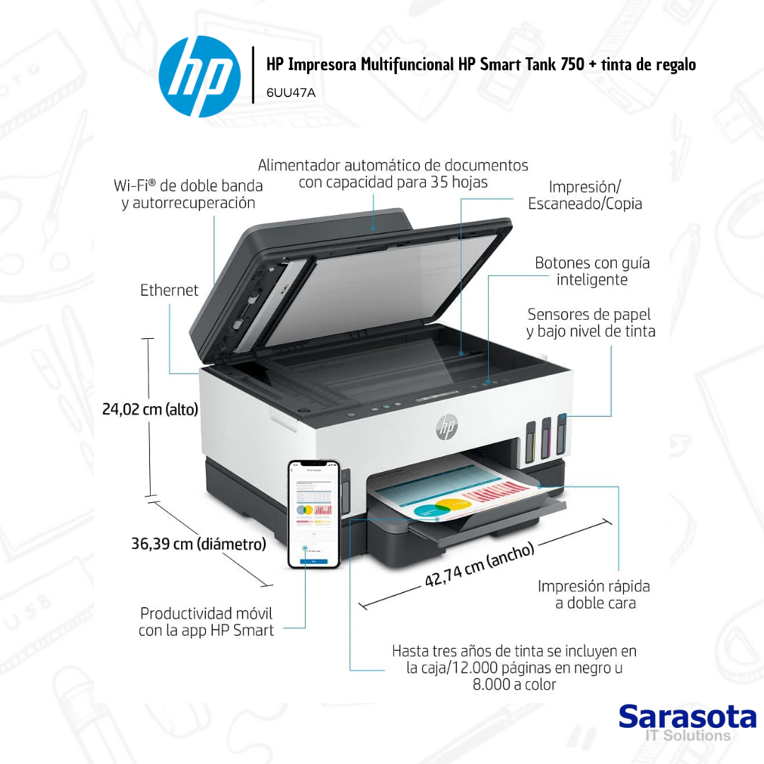 accesorios para electronica - HP Impresora Multifuncional HP Smart Tank 750  3