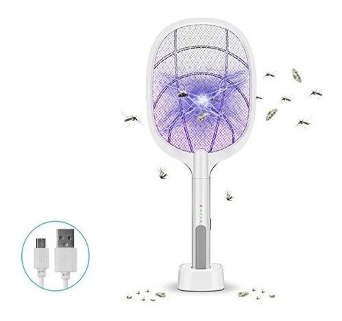herramientas, jardines y exterior - Raqueta con base  MATA MOSCAS MOSQUITOS ZANCUDOS CON Luz uv y base paral 1
