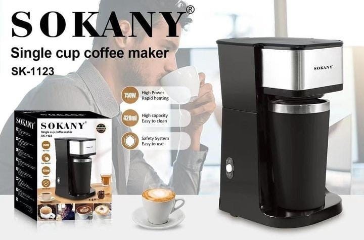 electrodomesticos - Cafetera personal Sokany Incluye  vaso termico 