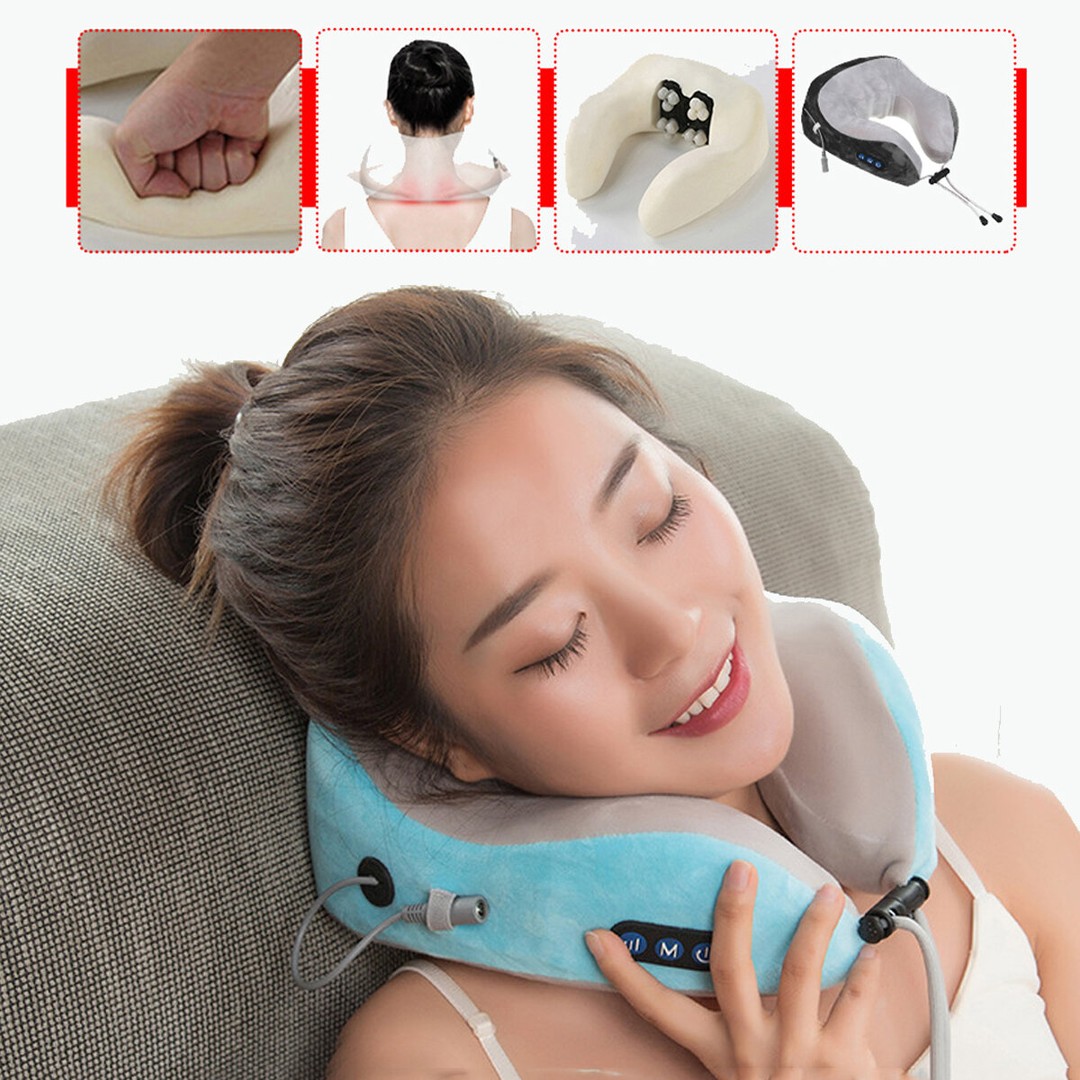 salud y belleza - Masajeador de cuello en forma de U almohada portátil recargable cuello 3