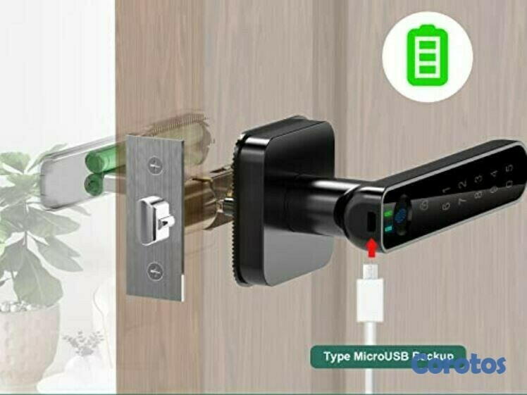 otros electronicos - Cerradura Inteligente De Perilla Con Huella Digital con APP- C003 3