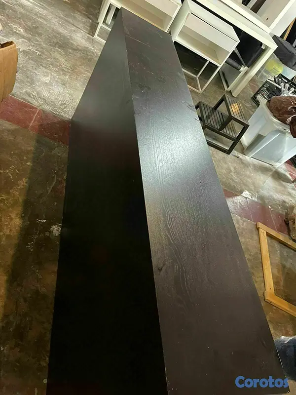 muebles y colchones - buro mesa contra pared color marron oscuro 4