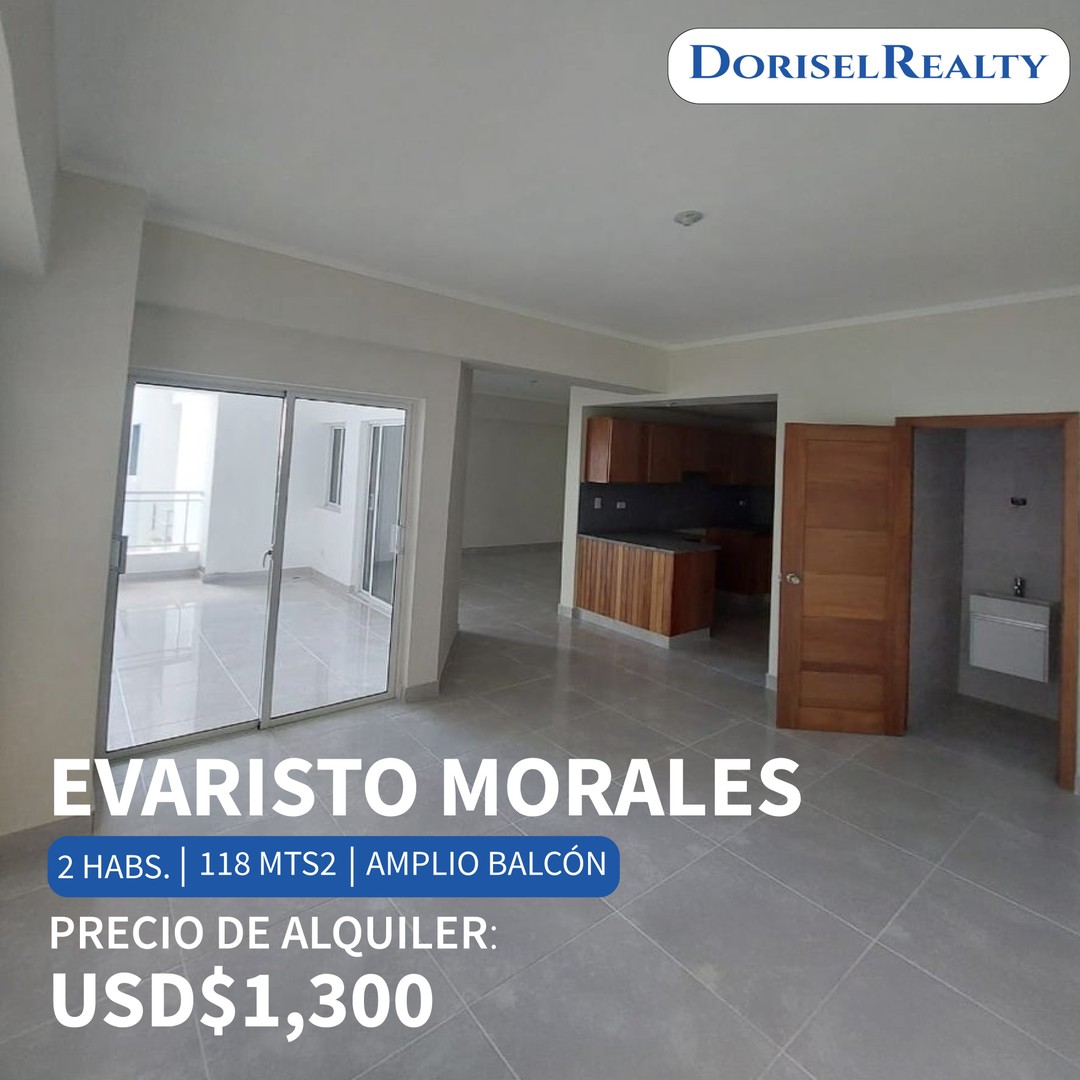 apartamentos - ALQUILER DE ESPECTACULAR APARTAMENTO UBICADO EN EVARISTO MORALES