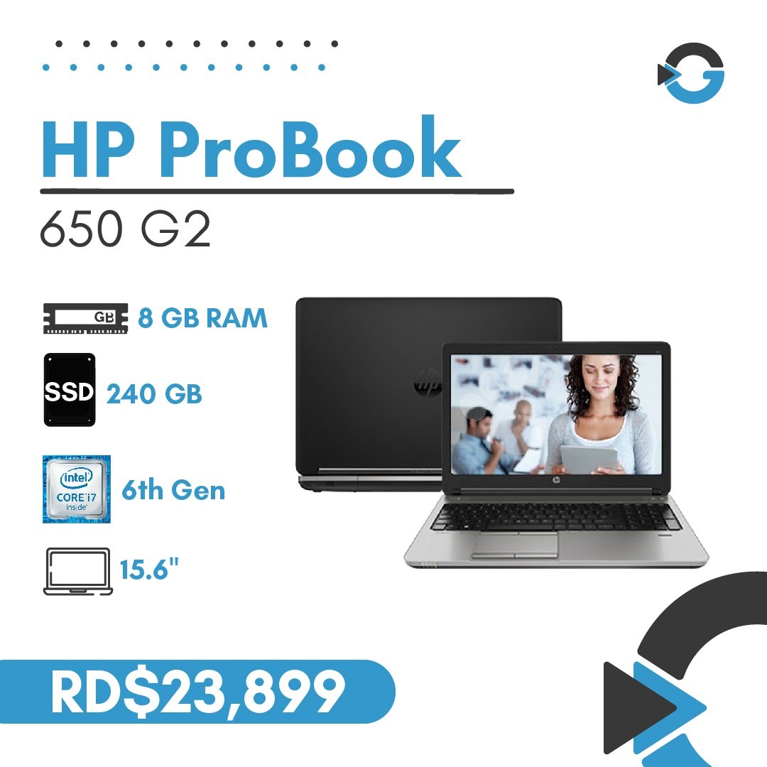 computadoras y laptops - Laptop HP Probook 650 G2  Core i7 240GB SSD 8GB RAM (Mouse y Mochila)