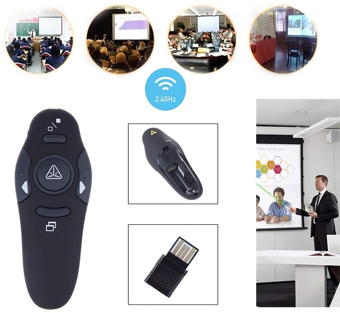 equipos profesionales - Puntero Laser inalámbrico USB Presentador de diapositiva 9