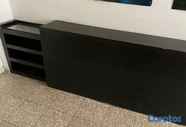 muebles y colchones - buro mesa contra pared color marron oscuro 1