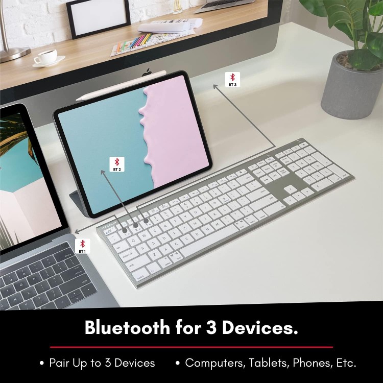 computadoras y laptops - Teclado Inalambrico Macally Bluetooth de aluminio 1