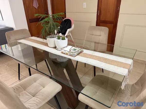 muebles y colchones - comedor de 4 sillas, tope de cristal ILUMEL 4