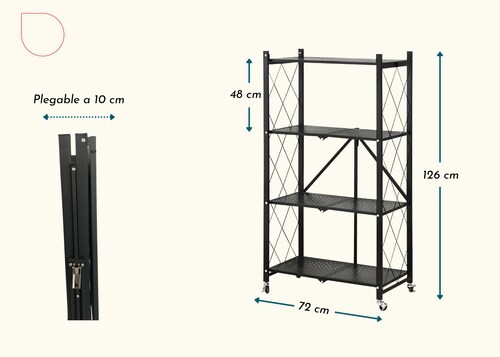 decoración y accesorios - Rack Plegable con Ruedas, Estante de Metal Resistente +200kg 1