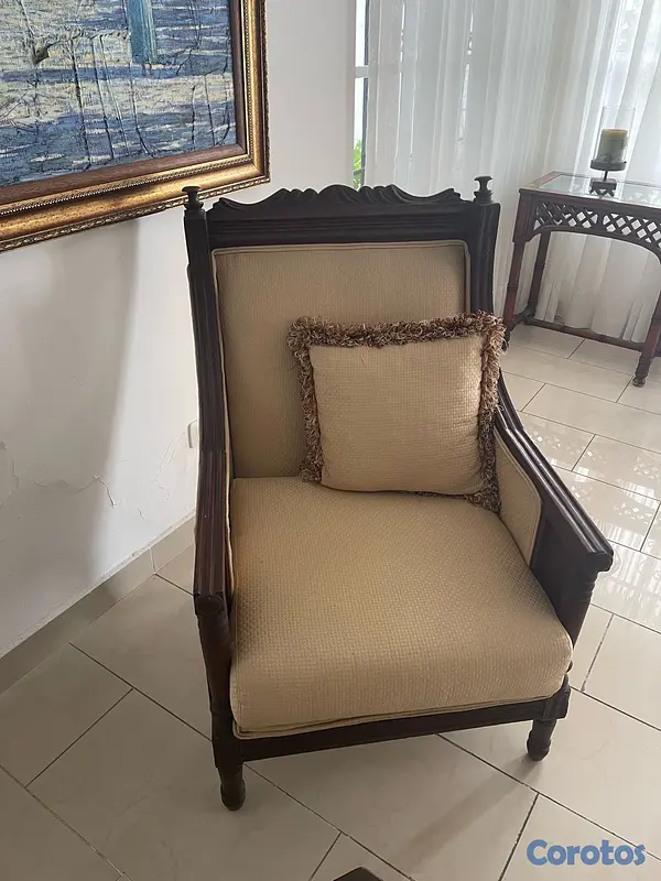 muebles y colchones - Juego de Sala Clásico Elegante en Madera 5