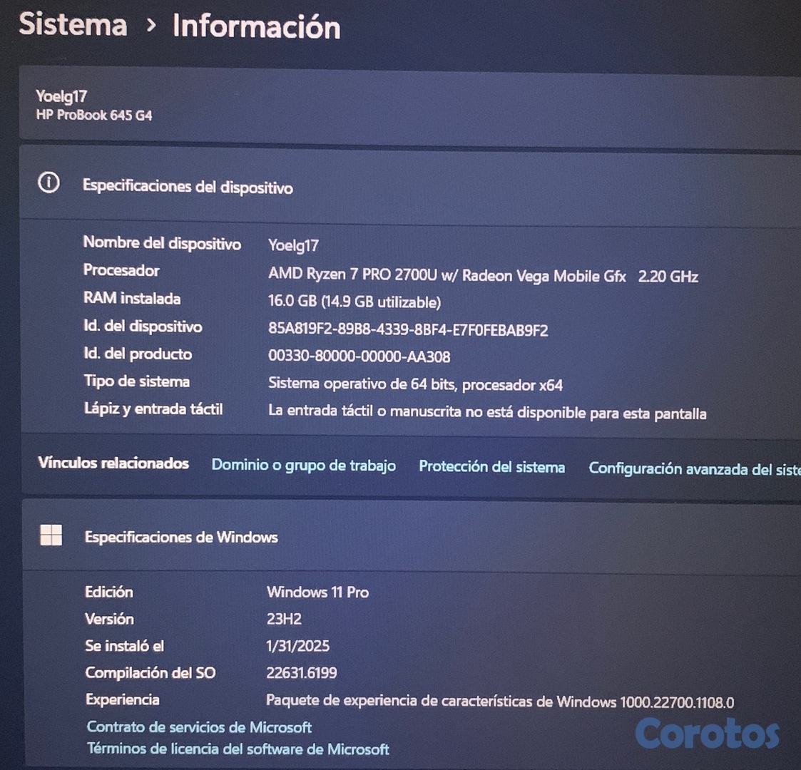 computadoras y laptops - Laptop HP ryzen 7 pro  2