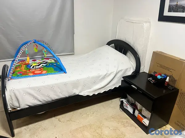 muebles y colchones - Cama twin caoba 2