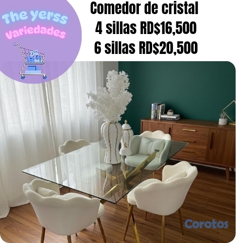 muebles y colchones - Mesa de cristal 