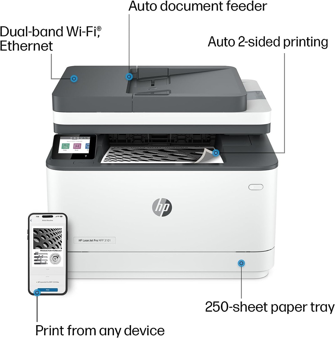 impresoras y scanners - HP Laserjet Pro MFP 3101fdw Impresora láser inalámbrica todo en 1 monocromática 4