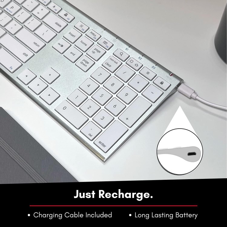 computadoras y laptops - Teclado Inalambrico Macally Bluetooth de aluminio 3