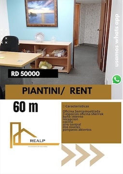 oficinas y locales comerciales - Oficina amoblada piantini 