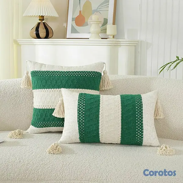 decoración y accesorios - Fundas de cojín decorativas boho con borlas (45x45 3