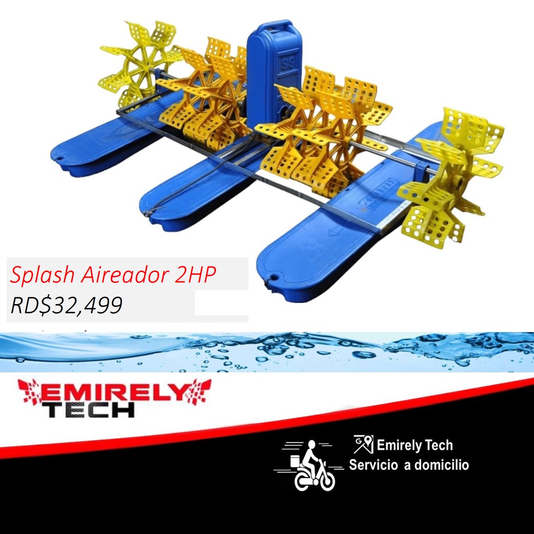 equipos profesionales - Bomba aireador flotante Rueda Splash blower de estanques de peces piscicultura 0
