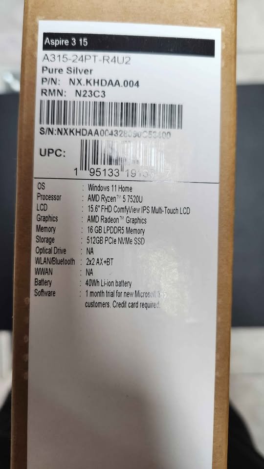 computadoras y laptops - Laptop Acer Aspire 3 Touch Ryzen 5 7530U 512GB 16G 8