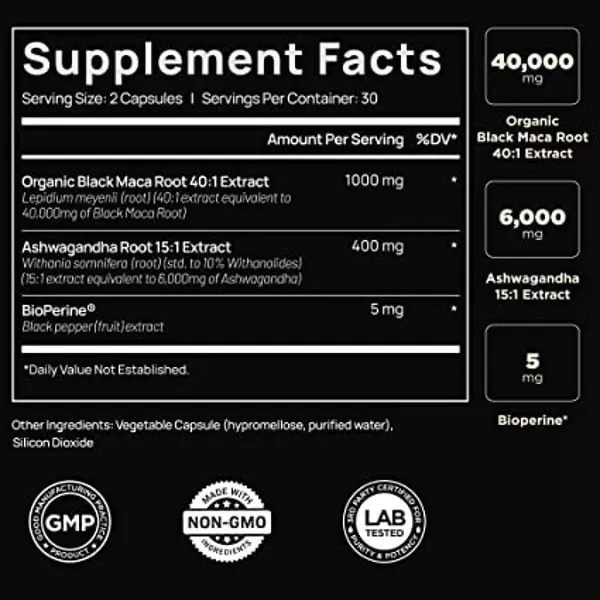 Salud y Equipamiento Médico - Elmnt - Maca Negra 60 Cápsulas 2