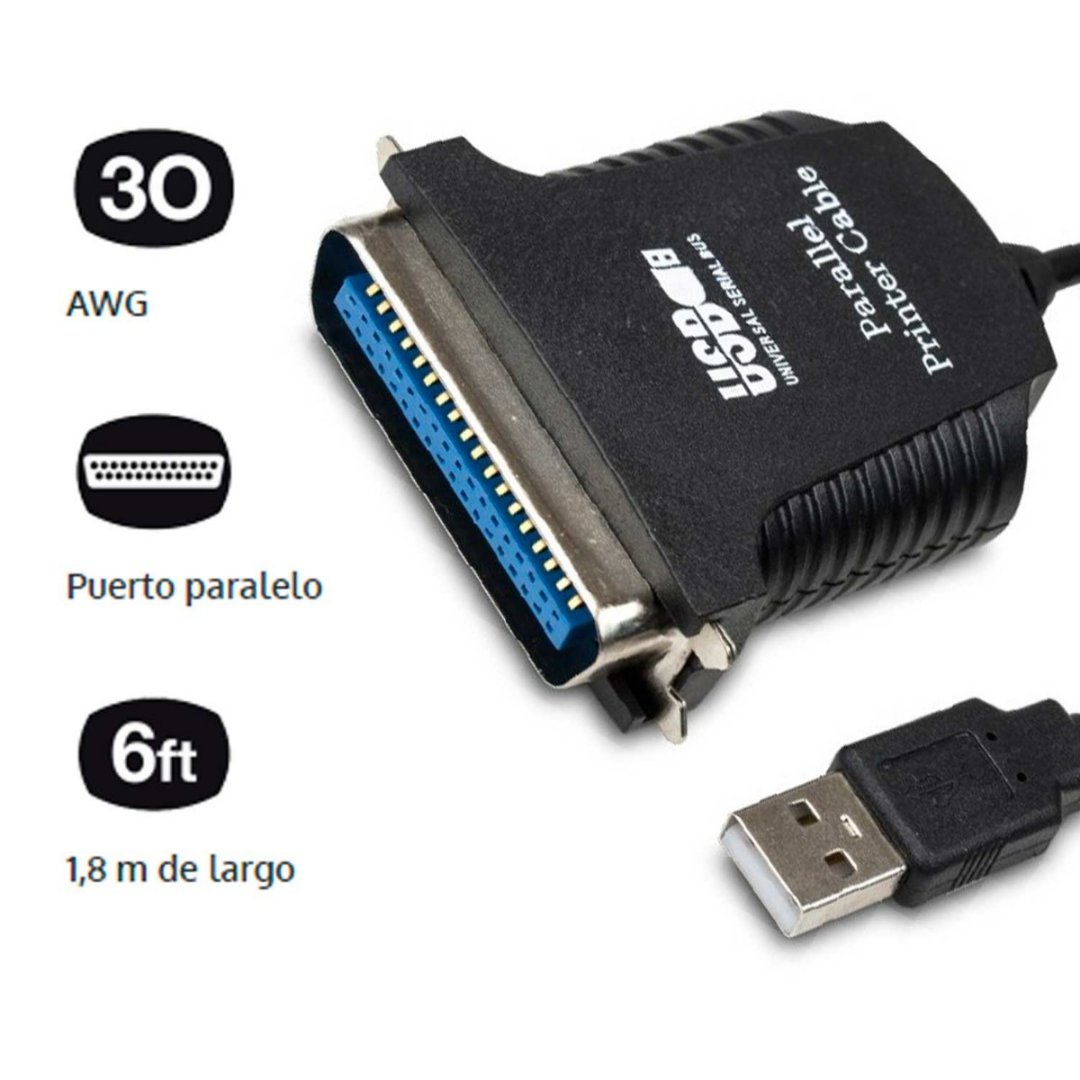 CABLE XTECH USB A PARALELO, 6 PIES, NEGRO  XTC-318