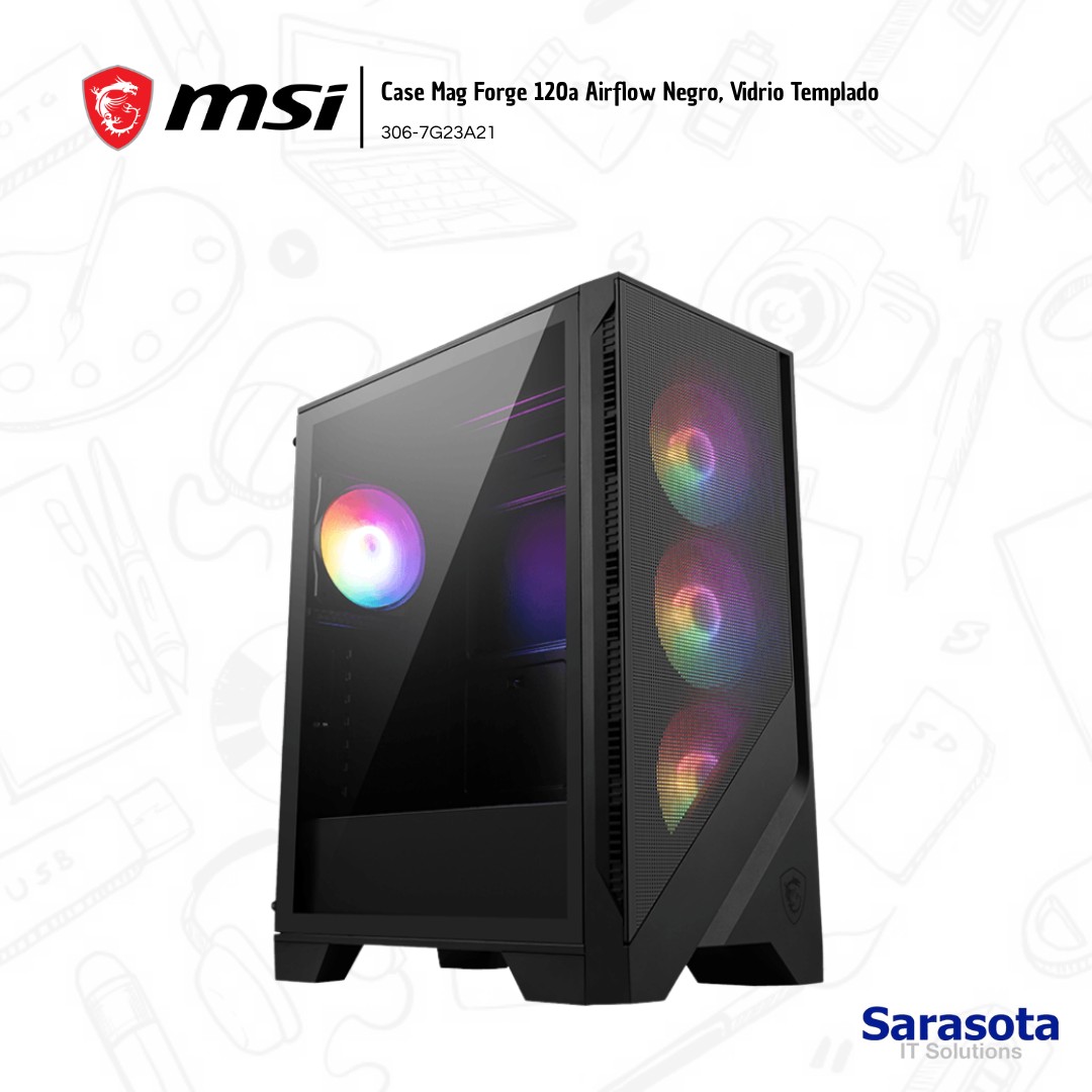accesorios para electronica - Msi Case Mag Forge 120a Airflow Mid Tower ATX Vidrio templado 0