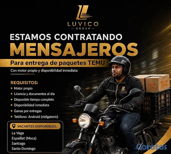 empleos disponibles - SE BUSCA MENSAJEROS PARA ENTREGAR PAQUETES DE TEMU