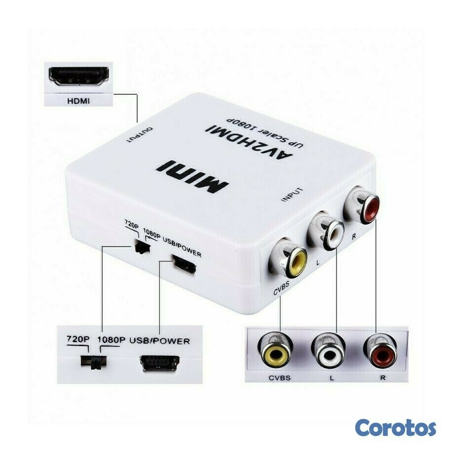 otros electronicos - Adaptador convertidor de AV (RCA) a HDMI 2