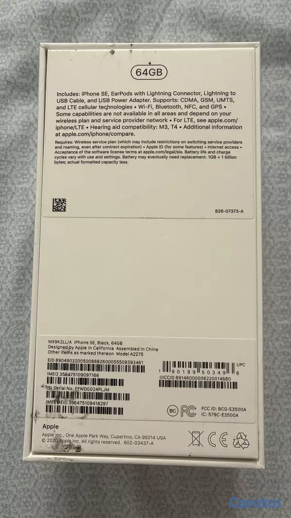 celulares y tabletas - I phone SE 2020, 64 GB, Desbloqueado, con todos lo 7