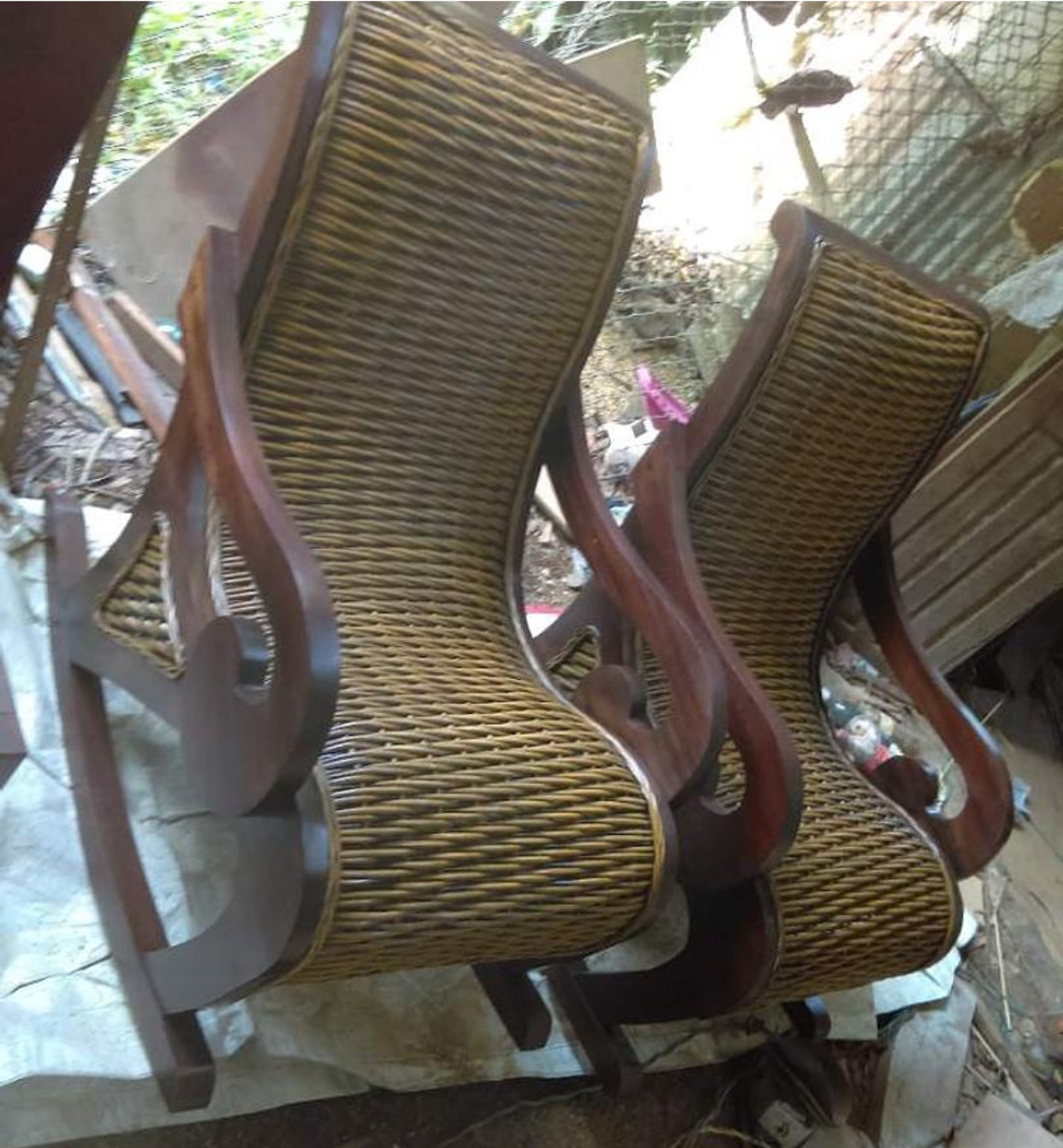 muebles y colchones -  juego de mecedora en Mimbre Y caoba 2