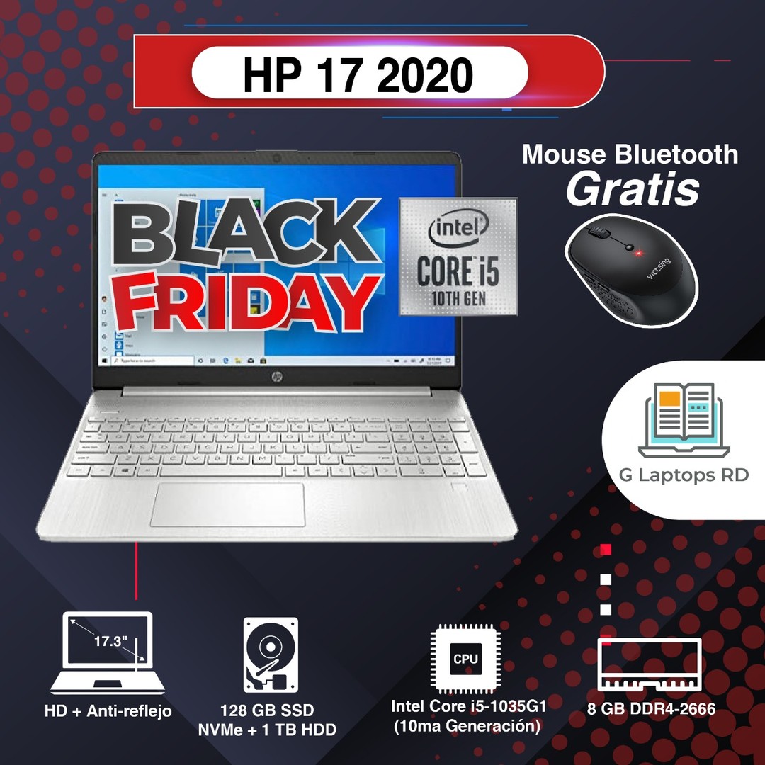 computadoras y laptops - HP 17 2020 - Core i5-10ma, Disco 1TB + 128GB SSD, 8GB DDR4 Laptop