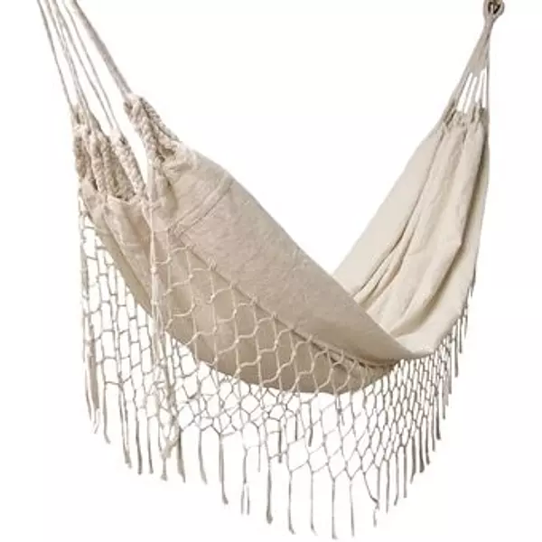 herramientas, jardines y exterior - Hamaca de algodon con flecos tejida boho chic bohemia 2
