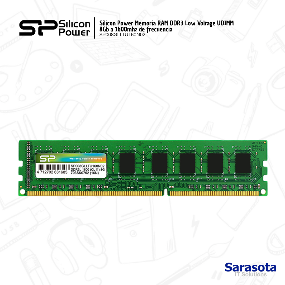accesorios para electronica - Silicon Power Memoria RAM DDR3 Low Voltage UDIMM 8Gb a 1600mhz 0