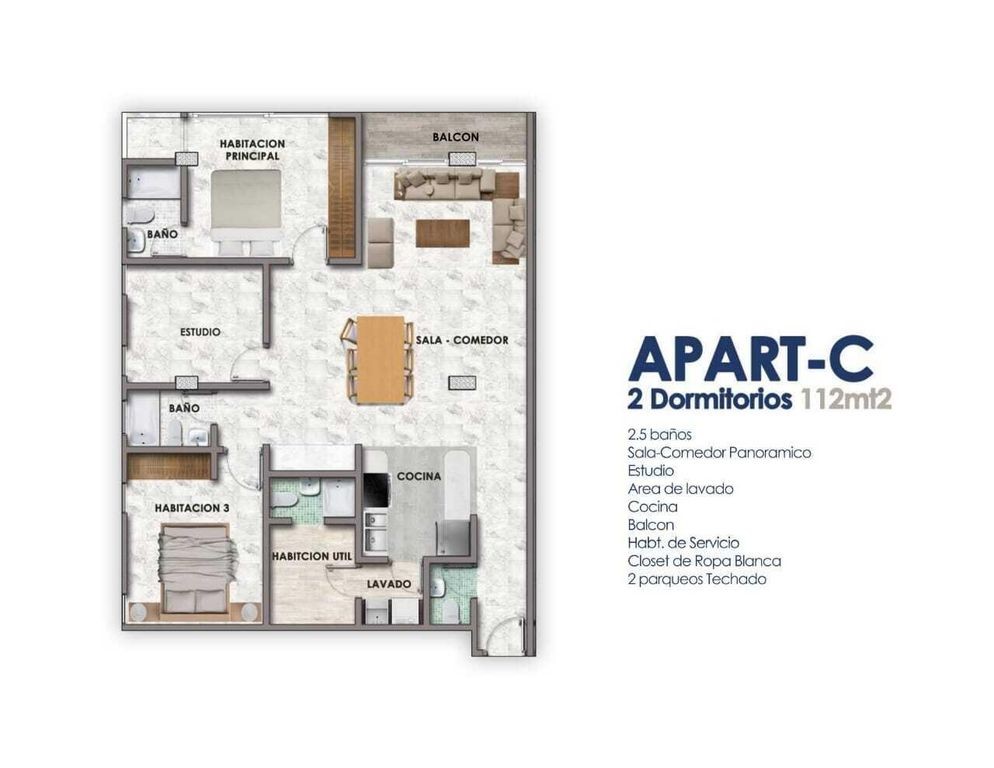 apartamentos - Moderno proyecto de Apartamentos de 2 y 3 habitaciones estudio balcón 7