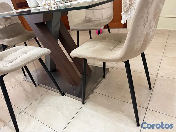 muebles y colchones - comedor de 4 sillas, tope de cristal ILUMEL 5