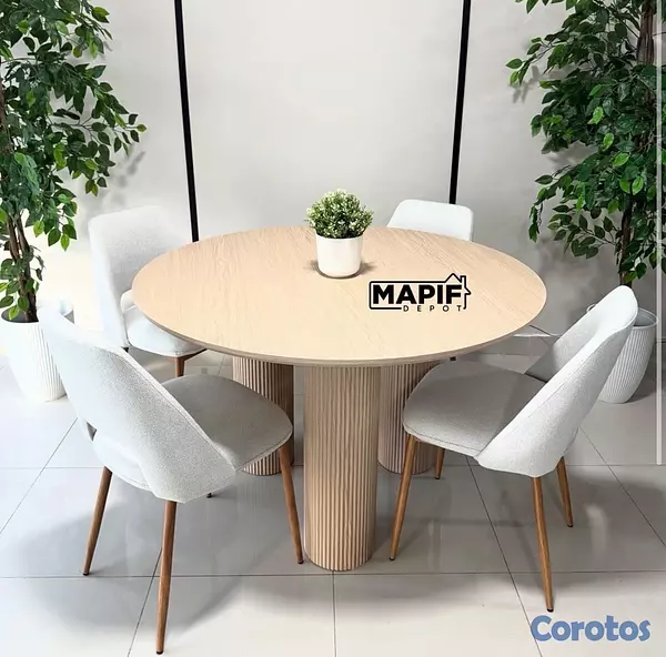 muebles y colchones - JUEGO DE COMEDOR 4SILLAS NATURAL 