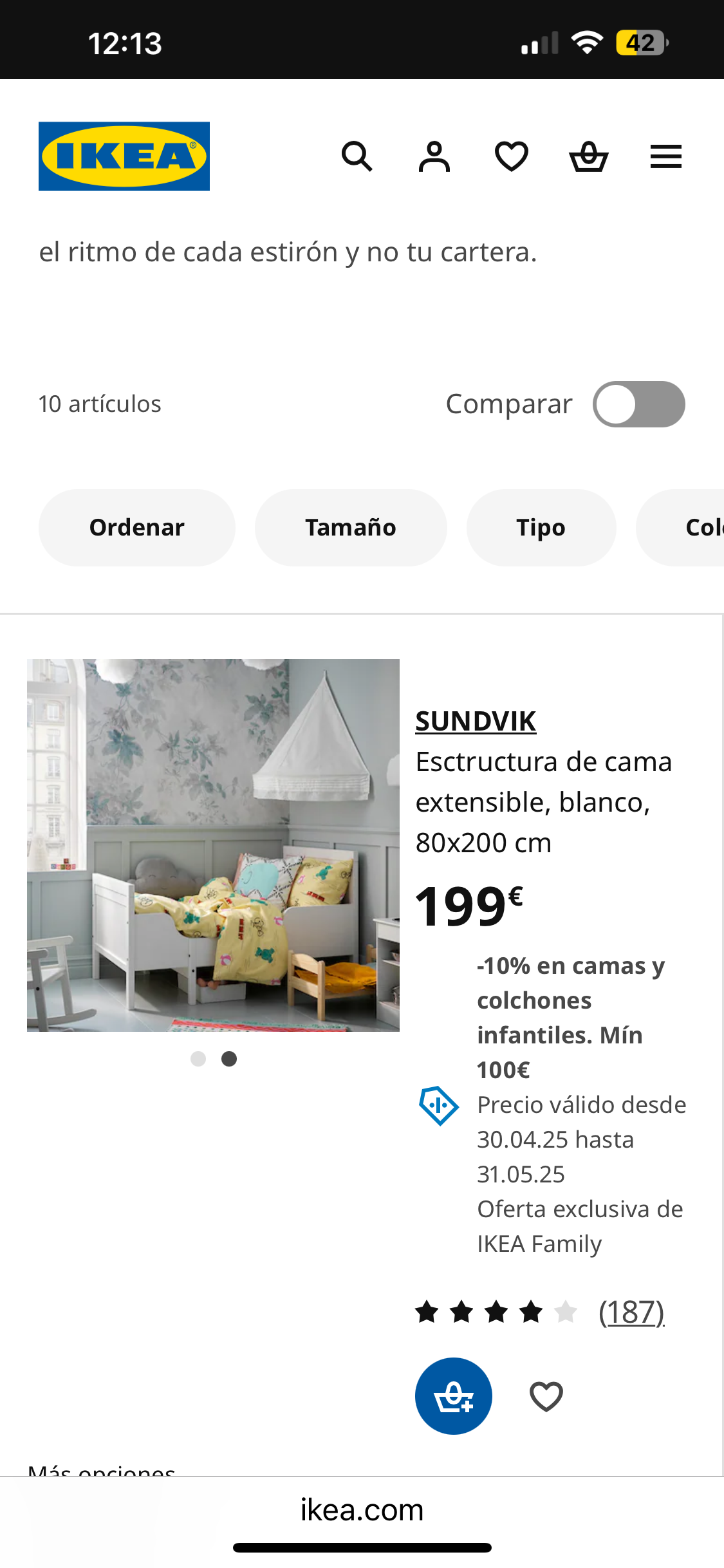 muebles y colchones - Cama IKEA Extensible Twin incluye colchón y tablil 2