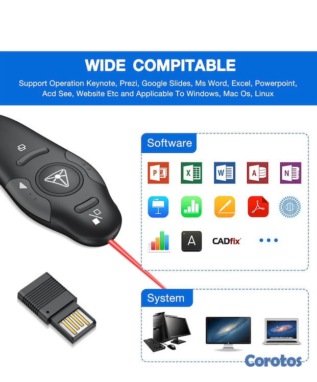 computadoras y laptops - Presentación Clicker inalámbrico Nuevo sellado en su caja 2