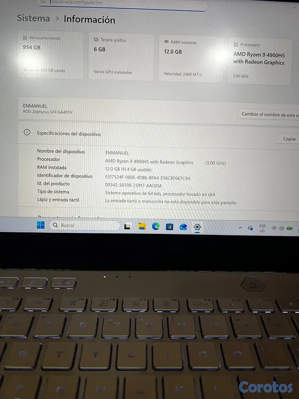computadoras y laptops - Laptop Asus Gaming Zephurys G14 3