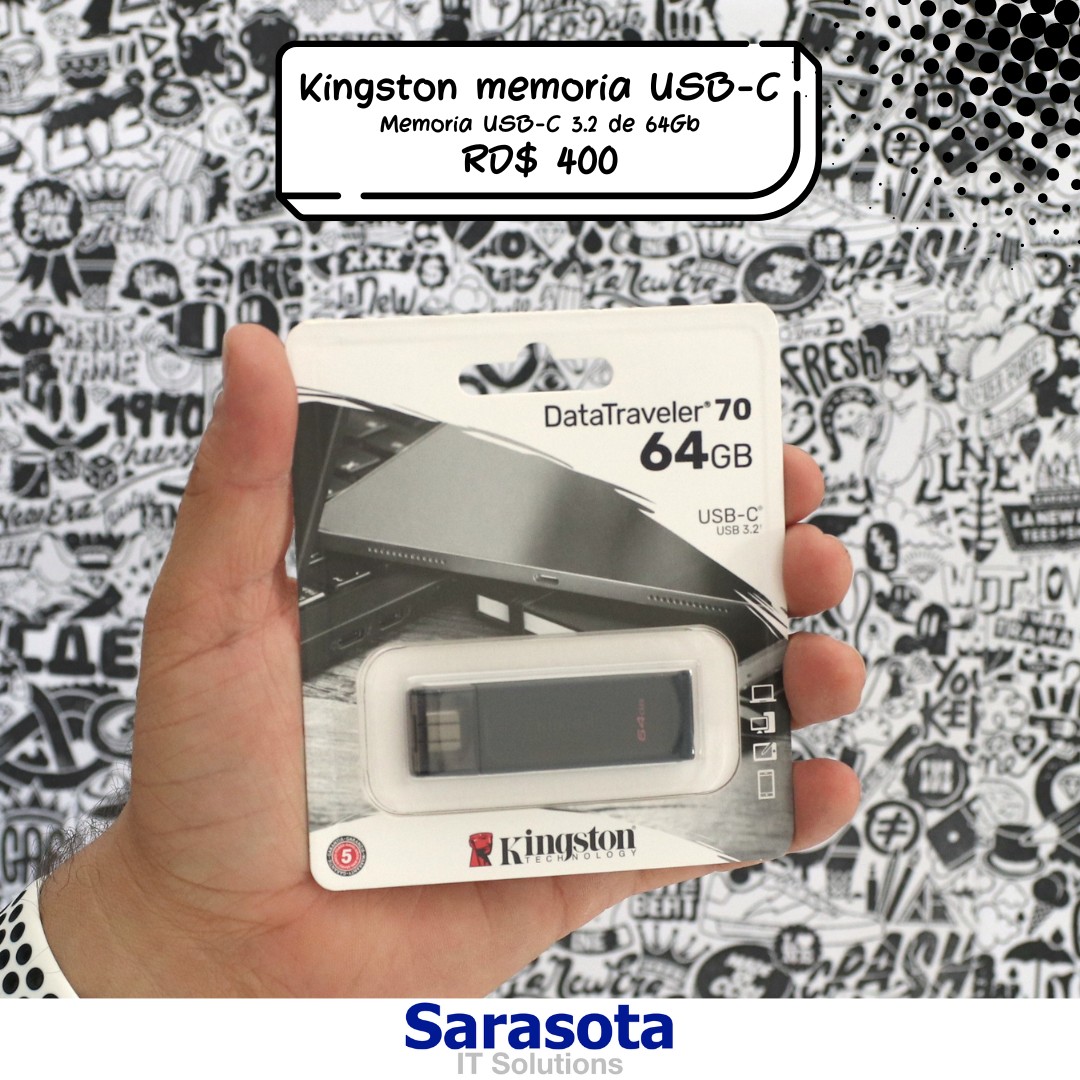 computadoras y laptops - Kingston Pendrive de 64GB en 400 pesos USB-C 3.2 memoria