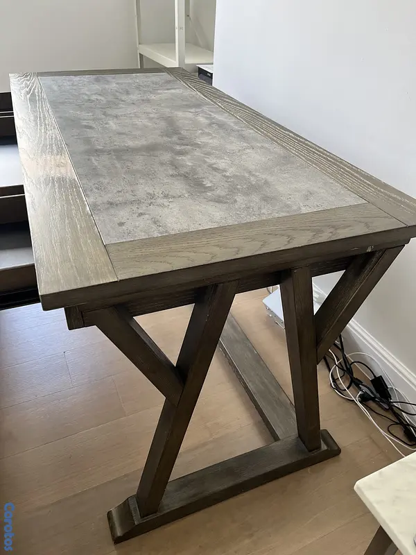 muebles y colchones - Vendo hermoso escritorio de madera con piedra. 4