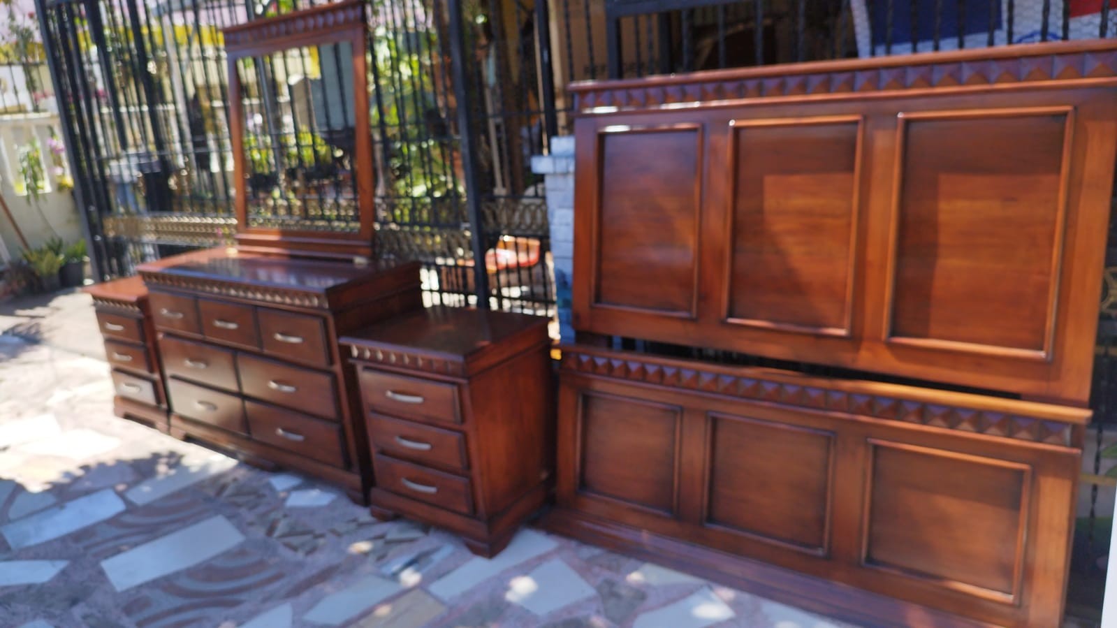 muebles y colchones - juego de habitacion queen caoba 2