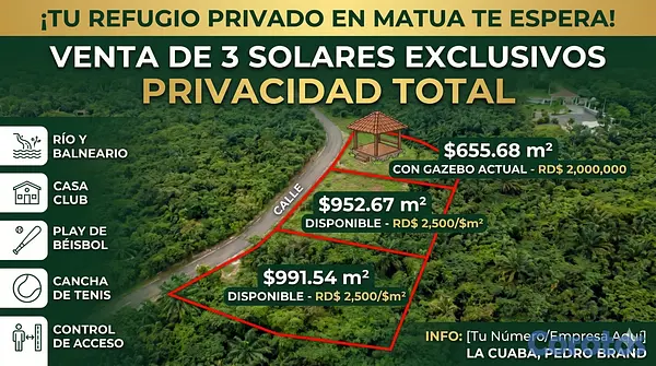 solares y terrenos - VENTA DE 3 SOLARES EXCLUSIVOS EN EL VACACIONAL MAT 1