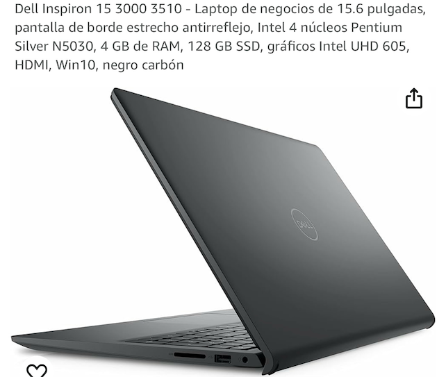 computadoras y laptops - Laptop 15.6” DELL Inspiron 15. Model 3510. Nueva en caja. 4GB Memory, 128GB SSD. 3